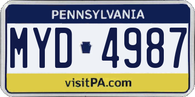 PA license plate MYD4987
