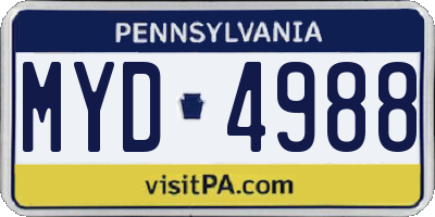 PA license plate MYD4988