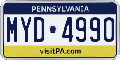 PA license plate MYD4990