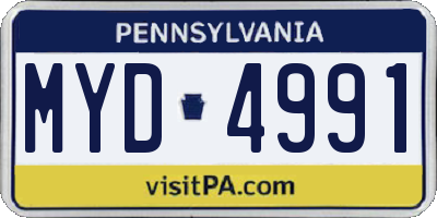 PA license plate MYD4991