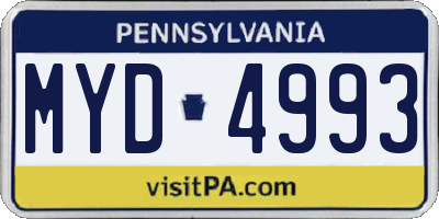 PA license plate MYD4993