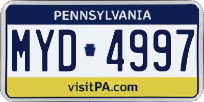 PA license plate MYD4997