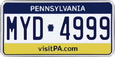 PA license plate MYD4999