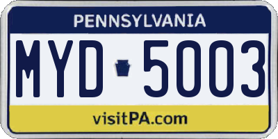 PA license plate MYD5003