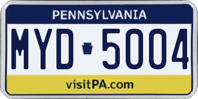 PA license plate MYD5004