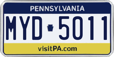 PA license plate MYD5011