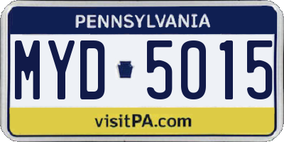 PA license plate MYD5015
