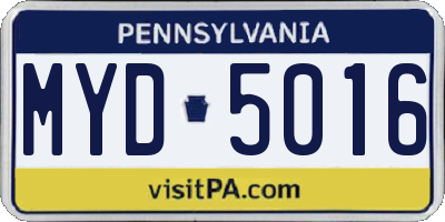 PA license plate MYD5016