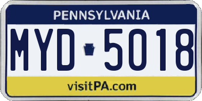 PA license plate MYD5018