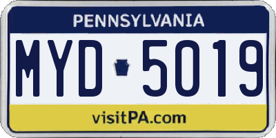 PA license plate MYD5019