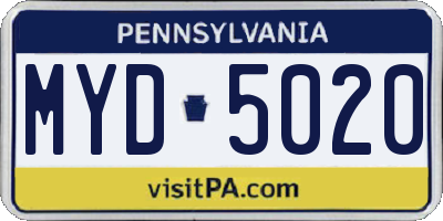 PA license plate MYD5020