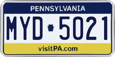 PA license plate MYD5021