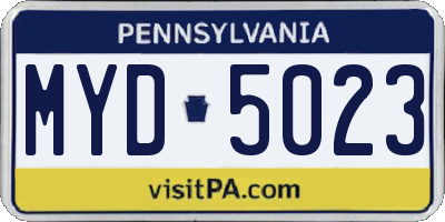PA license plate MYD5023