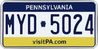 PA license plate MYD5024