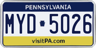 PA license plate MYD5026