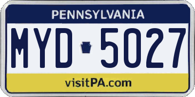 PA license plate MYD5027