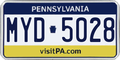 PA license plate MYD5028