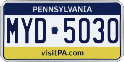 PA license plate MYD5030