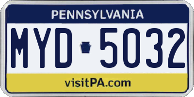 PA license plate MYD5032