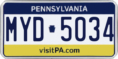 PA license plate MYD5034