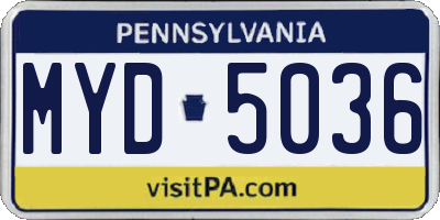 PA license plate MYD5036