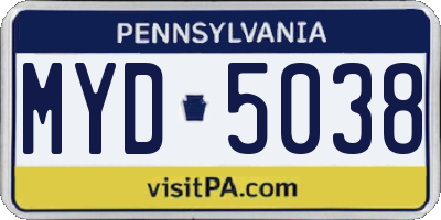 PA license plate MYD5038