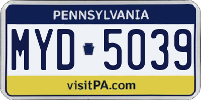 PA license plate MYD5039