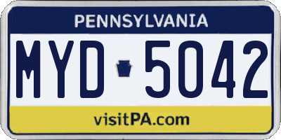 PA license plate MYD5042