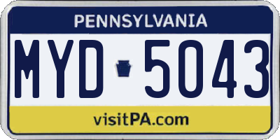 PA license plate MYD5043