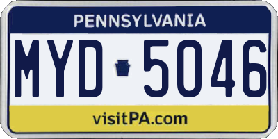 PA license plate MYD5046