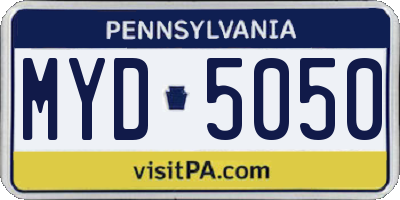 PA license plate MYD5050