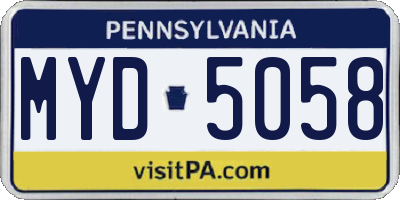 PA license plate MYD5058