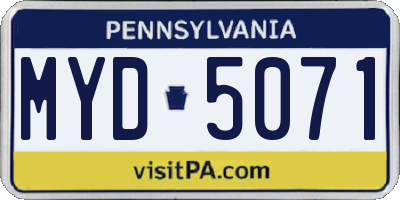 PA license plate MYD5071