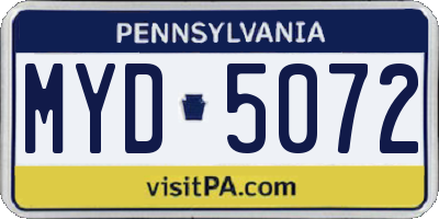 PA license plate MYD5072