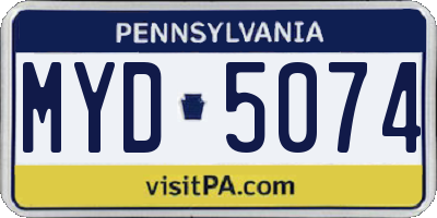 PA license plate MYD5074