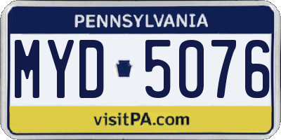 PA license plate MYD5076