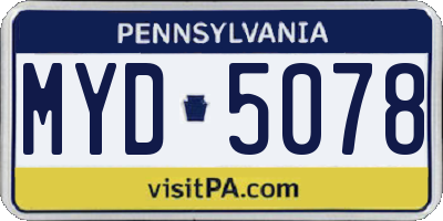 PA license plate MYD5078
