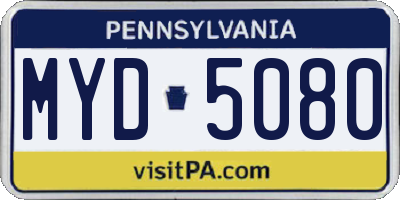 PA license plate MYD5080