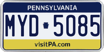PA license plate MYD5085