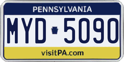 PA license plate MYD5090