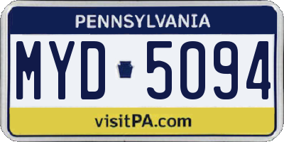 PA license plate MYD5094