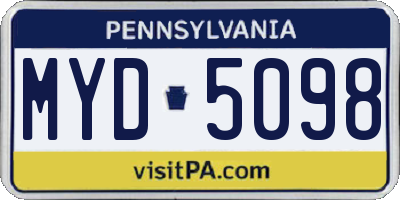 PA license plate MYD5098