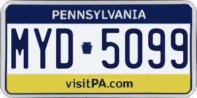 PA license plate MYD5099