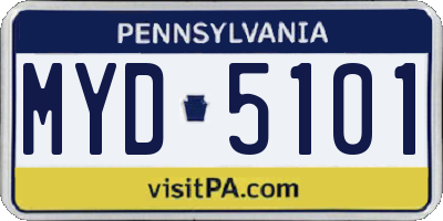 PA license plate MYD5101