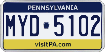 PA license plate MYD5102