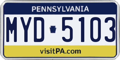 PA license plate MYD5103