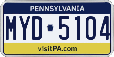 PA license plate MYD5104