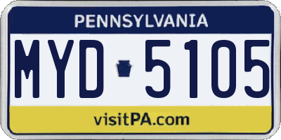 PA license plate MYD5105