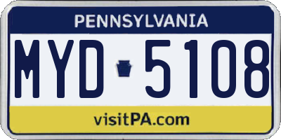 PA license plate MYD5108
