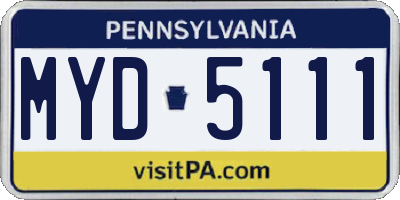PA license plate MYD5111